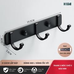 Móc Dán Tường Chữ C Treo Đồ Chịu Lực Siêu Dính KIVA Chất Liệu Nhôm Hàng Không, Lắp Đặt Không Cần Khoan.