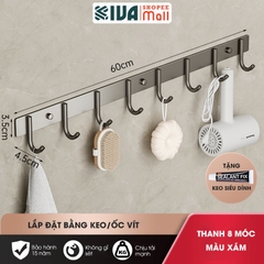 Móc Dán Tường Chịu Lực Siêu Dính KIVA Chữ C, Chất Liệu Nhôm Hàng Không Cao Cấp, Tặng Kèm Keo Siêu Dính, Ốc Vít