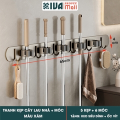 Móc Kẹp Cây Lau Nhà KIVA, Chất Liệu Nhôm Hàng Không Cao Cấp, Lắp Đặt Không Cần Khoan.