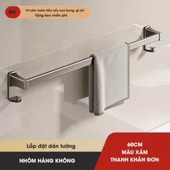 Thanh treo khăn, kệ để khăn KIVA, chất liệu nhôm hàng không cao cấp, lắp đặt dán tường.