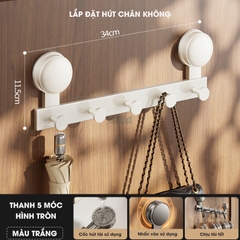 Thanh móc treo đồ, quần áo đa năng KIVA, lắp đặt hút chân không, chất liệu nhôm hàng không cao cấp