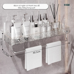 Kệ để đồ nhà tắm KIVA chất liệu Acrylic lắp đặt dán tường, thẩm mỹ, hiện đại và chắc chắn.