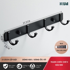 Móc Dán Tường Chữ C Treo Đồ Chịu Lực Siêu Dính KIVA Chất Liệu Nhôm Hàng Không, Lắp Đặt Không Cần Khoan.