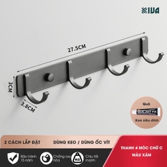 Móc Dán Tường Chữ C Treo Đồ Chịu Lực Siêu Dính KIVA Chất Liệu Nhôm Hàng Không, Lắp Đặt Không Cần Khoan.