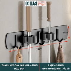 Móc Kẹp Cây Lau Nhà KIVA, Chất Liệu Nhôm Hàng Không Cao Cấp, Lắp Đặt Không Cần Khoan.