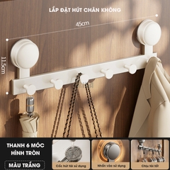 Thanh móc treo đồ, quần áo đa năng KIVA, lắp đặt hút chân không, chất liệu nhôm hàng không cao cấp
