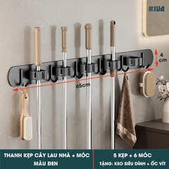 Móc Kẹp Cây Lau Nhà KIVA, Chất Liệu Nhôm Hàng Không Cao Cấp, Lắp Đặt Không Cần Khoan.