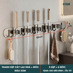 Móc Kẹp Cây Lau Nhà KIVA, Chất Liệu Nhôm Hàng Không Cao Cấp, Lắp Đặt Không Cần Khoan.