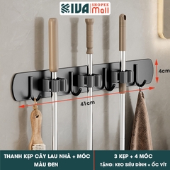 Móc Kẹp Cây Lau Nhà KIVA, Chất Liệu Nhôm Hàng Không Cao Cấp, Lắp Đặt Không Cần Khoan.