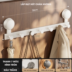 Thanh móc treo đồ, quần áo đa năng KIVA, lắp đặt hút chân không, chất liệu nhôm hàng không cao cấp