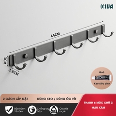 Móc Dán Tường Chữ C Treo Đồ Chịu Lực Siêu Dính KIVA Chất Liệu Nhôm Hàng Không, Lắp Đặt Không Cần Khoan.