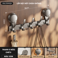 Thanh móc treo đồ, quần áo đa năng KIVA, lắp đặt hút chân không, chất liệu nhôm hàng không cao cấp