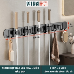 Móc Kẹp Cây Lau Nhà KIVA, Chất Liệu Nhôm Hàng Không Cao Cấp, Lắp Đặt Không Cần Khoan.