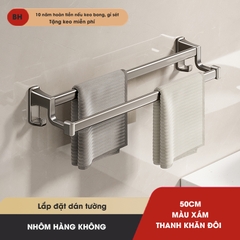 Thanh treo khăn, kệ để khăn KIVA, chất liệu nhôm hàng không cao cấp, lắp đặt dán tường.