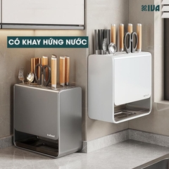 Kệ để dao, đũa, thìa nhà bếp để bàn, dán tường KIVA Chất liệu thép Carbon không gỉ.