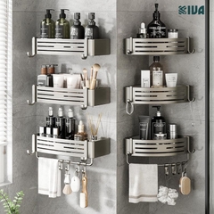 Giá kệ góc nhà tắm KIVA dán tường siêu dính, lắp đặt 2 cách, chất liệu nhông hàng không, dày dặn.
