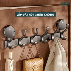 Thanh móc treo đồ, quần áo đa năng KIVA, lắp đặt hút chân không, chất liệu nhôm hàng không cao cấp