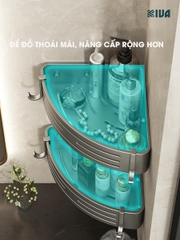 Giá kệ góc nhà tắm KIVA dán tường siêu dính, lắp đặt 2 cách, chất liệu nhông hàng không, dày dặn.