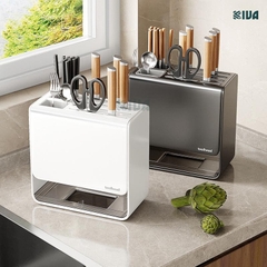 Kệ để dao, đũa, thìa nhà bếp để bàn, dán tường KIVA Chất liệu thép Carbon không gỉ.