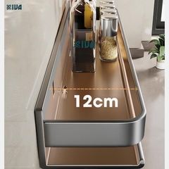Kệ gia vị nhà bếp đa năng KIVA màu xám, chất liệu thép Carbon, lắp đặt dán tường, khoan tường