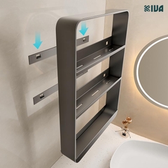Kệ đựng đồ nhà tắm treo tường KIVA, để đồ phòng tắm, chất liệu nhôm hàng không, kích thước lớn.