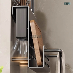 Kệ để dao thớt KIVA đa năng treo tường, đựng đũa, muỗng thìa, chất liệu thép Carbon
