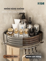 Giá kệ góc nhà tắm KIVA dán tường siêu dính, lắp đặt 2 cách, chất liệu nhông hàng không, dày dặn.