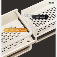 Giá kệ để đồ nhà tắm dán tường KIVA BORO màu trắng kem, lắp đặt dán tường, khoan tường, chất liệu nhôm hàng không.