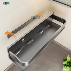 Kệ gia vị nhà bếp đa năng KIVA màu xám, chất liệu thép Carbon, lắp đặt dán tường, khoan tường