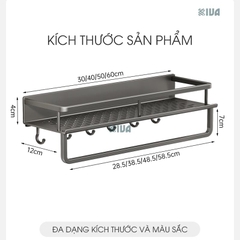 Giá kệ nhà tắm để đồ dán tường KIVA BORO, chất liệu nhôm hàng không cao cấp, bảo hành 10 năm.