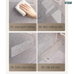 Kệ để đồ nhà tắm KIVA chất liệu Acrylic lắp đặt dán tường, thẩm mỹ, hiện đại và chắc chắn.