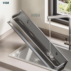 Kệ gia vị nhà bếp đa năng KIVA màu xám, chất liệu thép Carbon, lắp đặt dán tường, khoan tường