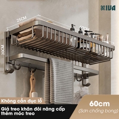 Giá kệ để khăn, để đồ nhà tắm KIVA, đa dạng mẫu mã, thiết kế, kích thước và màu sắc, chất liệu nhôm hàng không cao cấp.