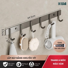 Móc Dán Tường Chịu Lực Siêu Dính KIVA Chữ C, Chất Liệu Nhôm Hàng Không Cao Cấp, Tặng Kèm Keo Siêu Dính, Ốc Vít