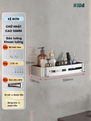 Kệ góc nhôm hàng không KIVA màu bạc, kệ để đồ nhà tắm lắp đặt dán tường, khoan tường