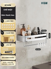 Kệ góc nhôm hàng không KIVA màu bạc, kệ để đồ nhà tắm lắp đặt dán tường, khoan tường
