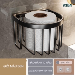 Giỏ đựng giấy vệ sinh KIVA, lắp đặt không cần khoan, bảo hành 10 năm nếu miếng dán bị rơi.