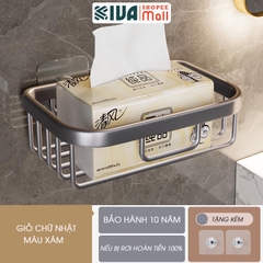 Giỏ đựng giấy vệ sinh KIVA, lắp đặt không cần khoan, bảo hành 10 năm nếu miếng dán bị rơi.
