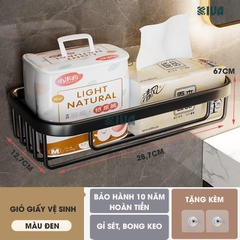 Giỏ đựng giấy vệ sinh KIVA, lắp đặt không cần khoan, bảo hành 10 năm nếu miếng dán bị rơi.
