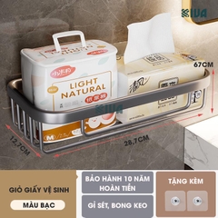 Giỏ đựng giấy vệ sinh KIVA, lắp đặt không cần khoan, bảo hành 10 năm nếu miếng dán bị rơi.
