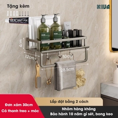 Giá kệ nhà tắm để đồ dán tường KIVA BORO, chất liệu nhôm hàng không cao cấp, bảo hành 10 năm.
