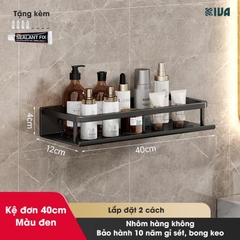 Giá kệ nhà tắm để đồ dán tường KIVA BORO, chất liệu nhôm hàng không cao cấp, bảo hành 10 năm.