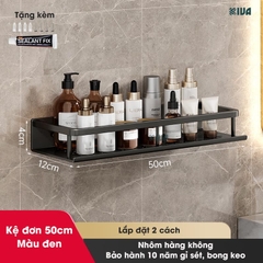 Giá kệ nhà tắm để đồ dán tường KIVA BORO, chất liệu nhôm hàng không cao cấp, bảo hành 10 năm.
