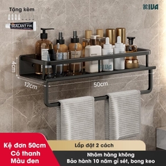 Giá kệ nhà tắm để đồ dán tường KIVA BORO, chất liệu nhôm hàng không cao cấp, bảo hành 10 năm.