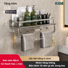 Giá kệ nhà tắm để đồ dán tường KIVA BORO, chất liệu nhôm hàng không cao cấp, bảo hành 10 năm.