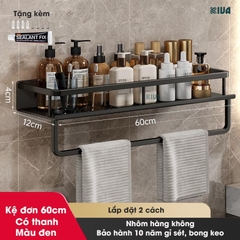 Giá kệ nhà tắm để đồ dán tường KIVA BORO, chất liệu nhôm hàng không cao cấp, bảo hành 10 năm.