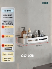 Kệ góc nhôm hàng không KIVA màu bạc, kệ để đồ nhà tắm lắp đặt dán tường, khoan tường