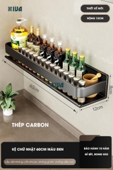 Kệ gia vị nhà bếp đa năng KIVA màu xám, chất liệu thép Carbon, lắp đặt dán tường, khoan tường