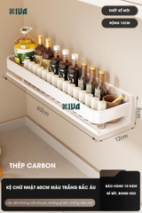 Kệ gia vị nhà bếp đa năng KIVA màu xám, chất liệu thép Carbon, lắp đặt dán tường, khoan tường