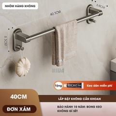 Thanh treo khăn, kệ để khăn KIVA, chất liệu nhôm hàng không cao cấp, lắp đặt dán tường.